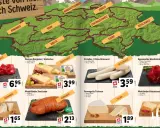 Mapa Szwajcarii z produktami spożywczymi i cenami.