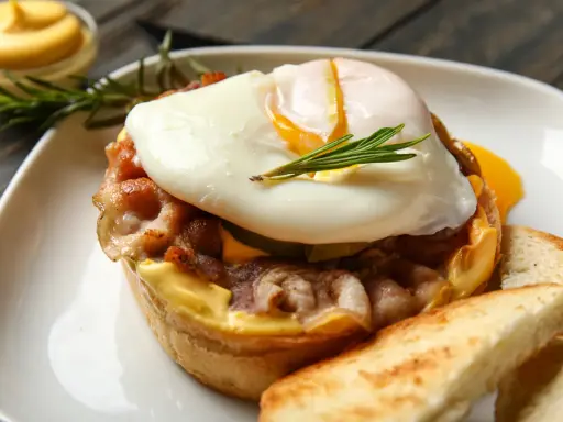 Idealne jajko w koszulce na bekonie z tostami. Zobacz, jak zrobić jajko w koszulce krok po kroku!