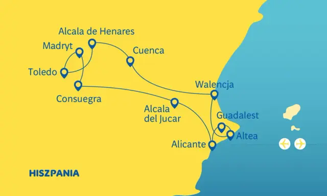 Trasa po Hiszpanii: Madryt, Toledo, Consuegra, Alcala de Henares, Cuenca, Alcala del Jucar, Walencja, Guadalest, Altea, Alicante. Odkryj serce La Manchy!